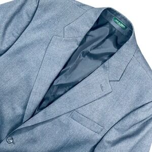 Lauren Ralph Lauren 46L Black Gray 100% Wool 2 Button Blazer Sport Coat Jacket